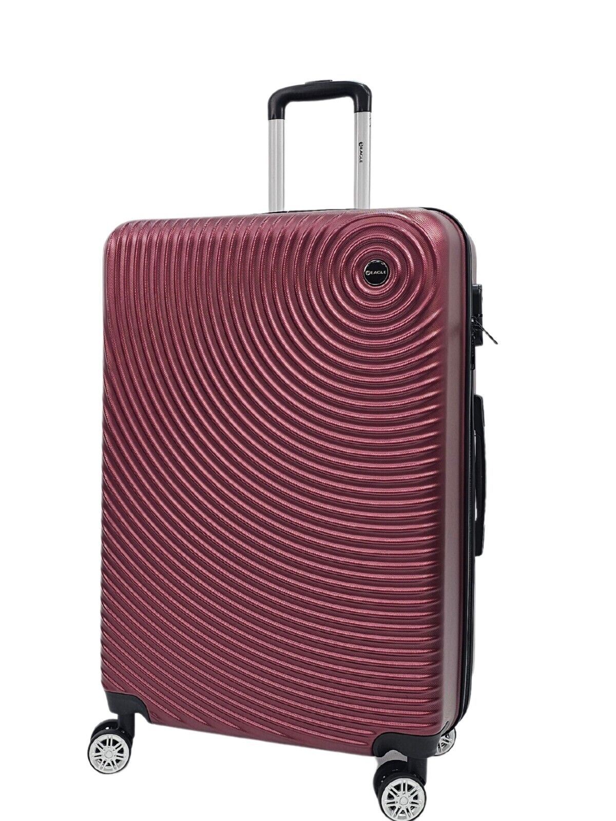 Hard Shell Burgundy Cabin Suitcase Set 8 Wheel Luggage Case Travel Bag