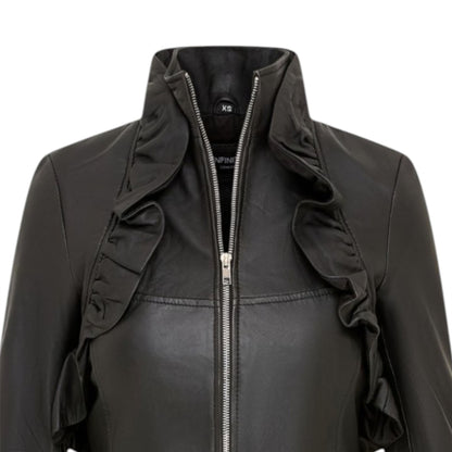 Womens Goth Leather High Collar Victorian Flare Tailcoat - Challa