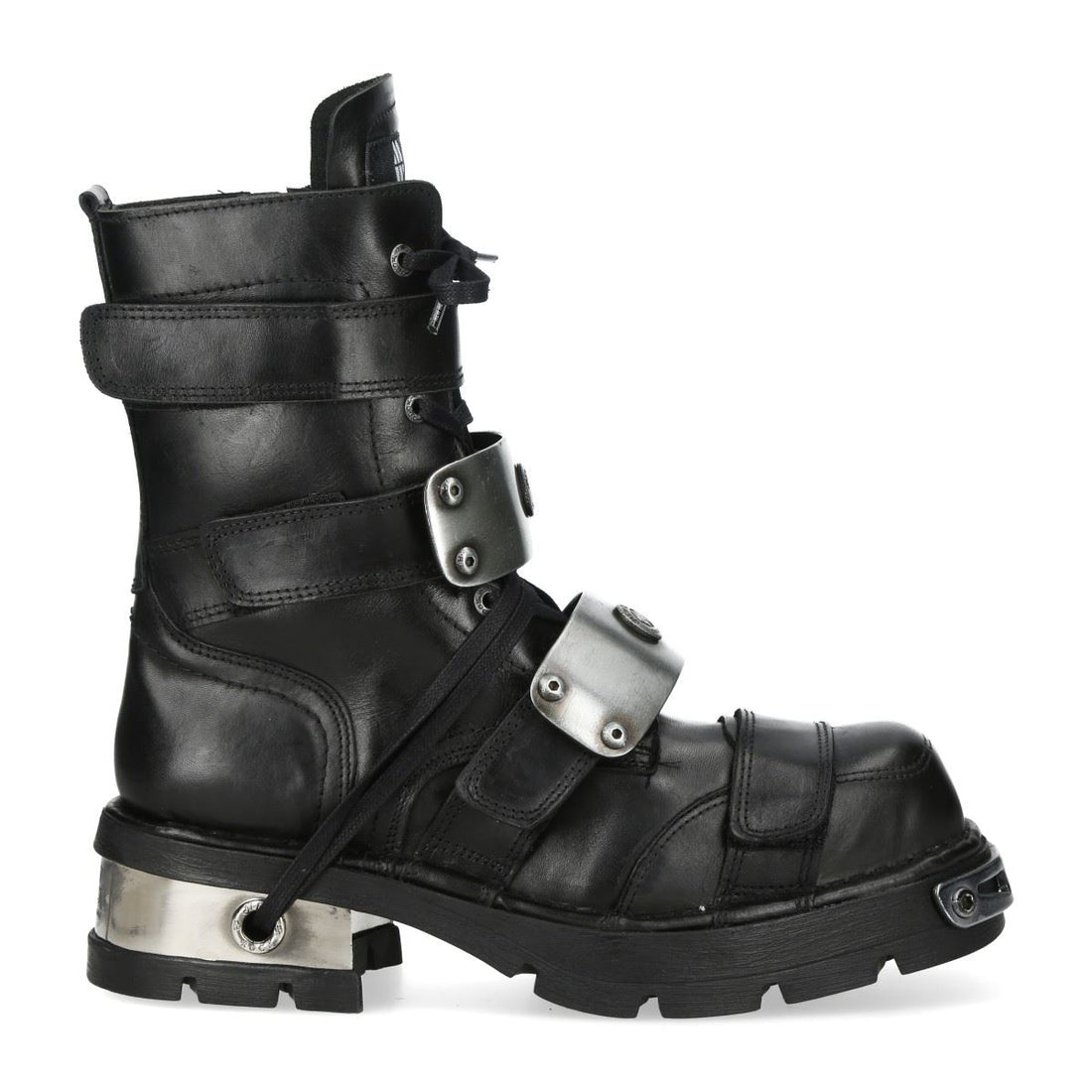 New Rock Metallic Black Leather Gothic Punk Rock High Boots - MET048-C9