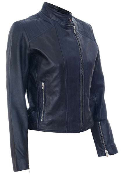 Womens Vintage Leather Biker Jacket-Marlow