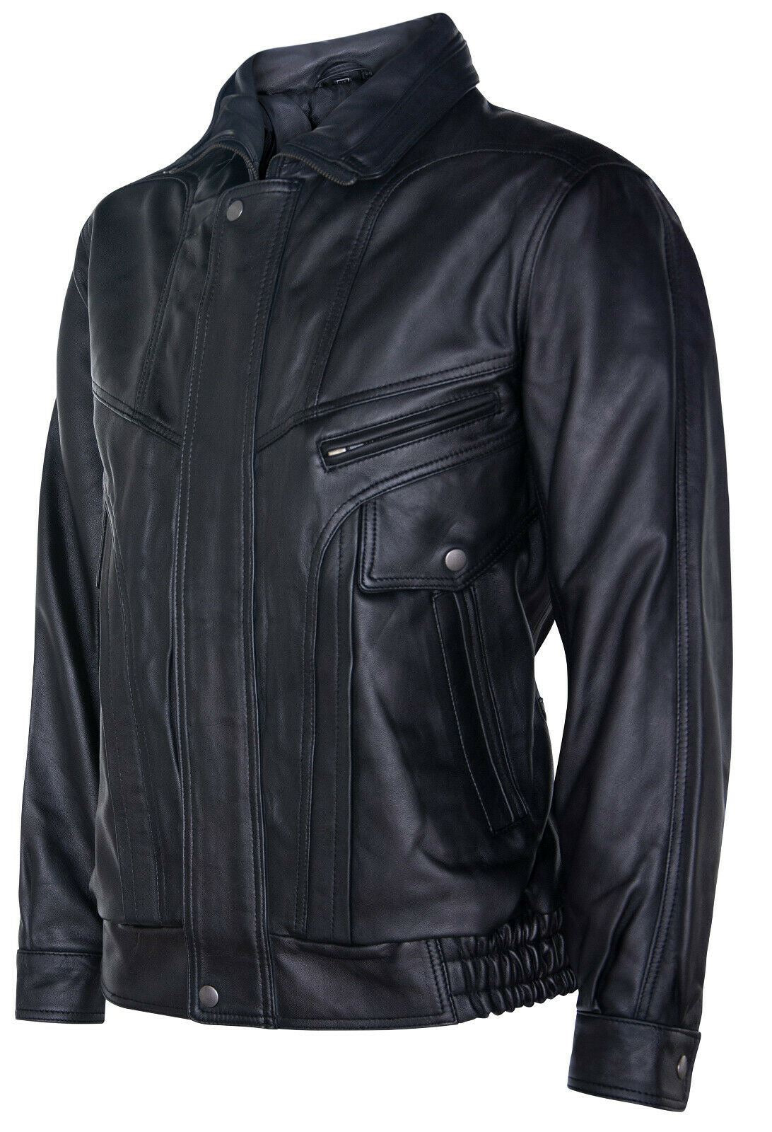 Mens Harrington Bomber Leather Jacket-Cheshunt - Upperclass Fashions 