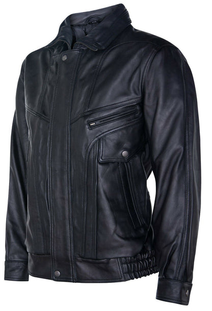 Mens Harrington Bomber Leather Jacket-Cheshunt