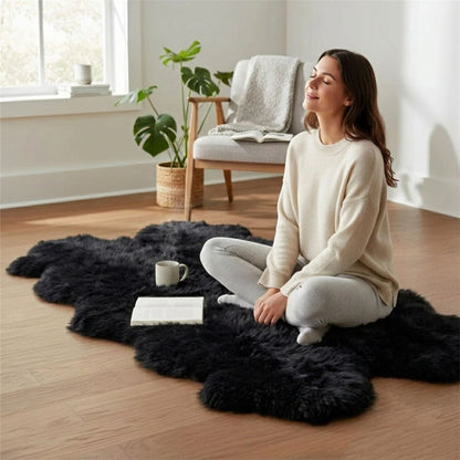 Genuine Sheepskin Quad Natural Fluffy Silky Soft Real Wool Rug