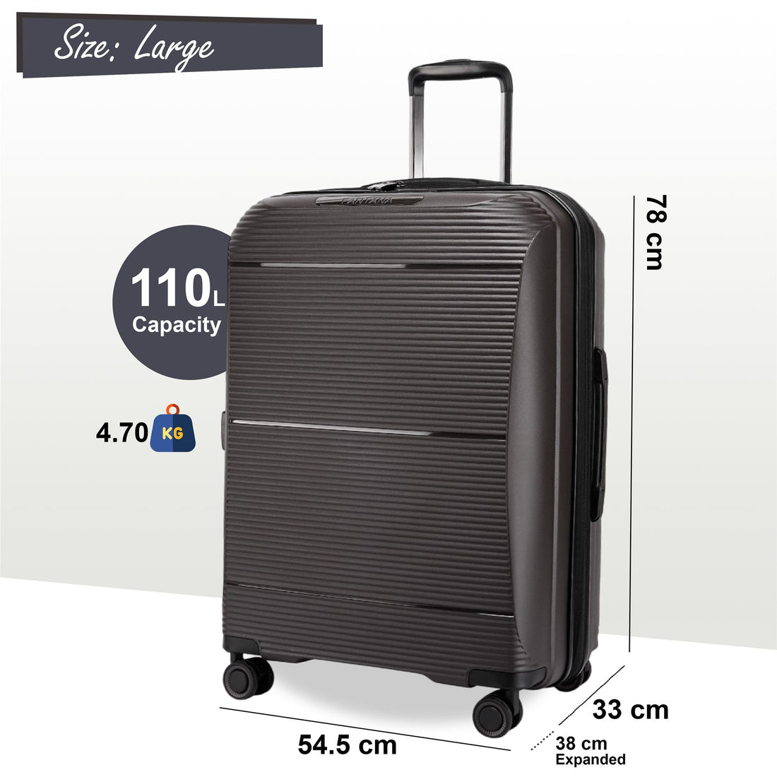 Abiko Large Hard Shell Suitcase in Grey