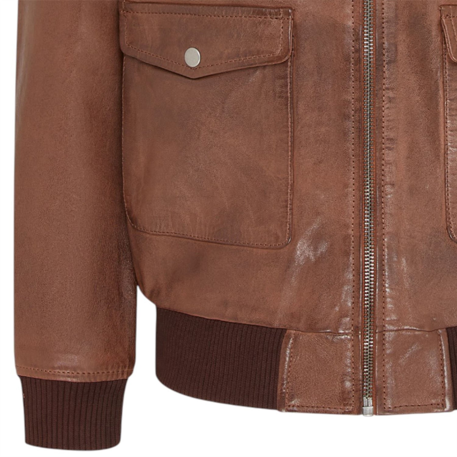 Men’s Leather Bomber G-1 Aviator Collar Jacket  - Maverick