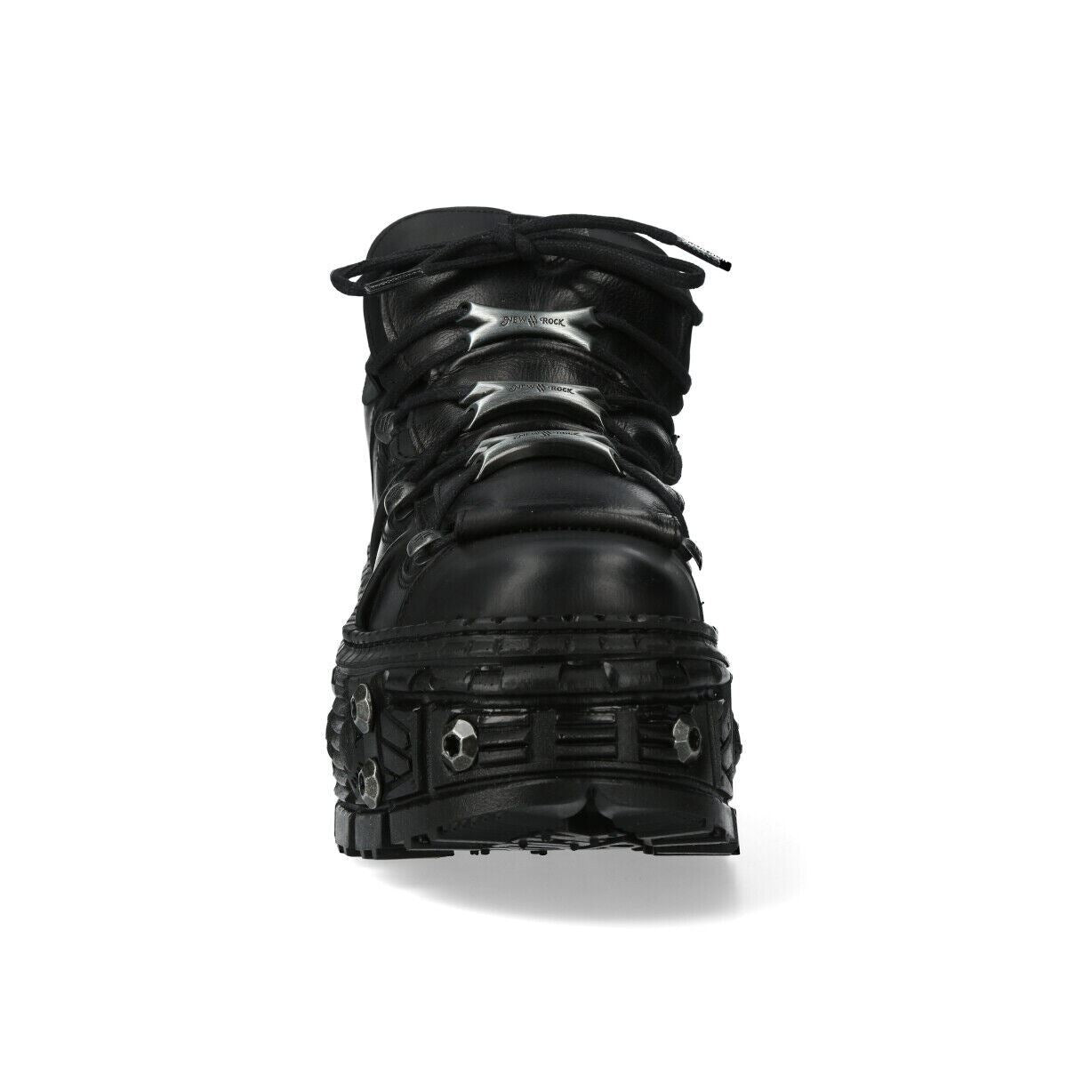 New Rock Goth Leather Ankle Boots-WALL106-S25