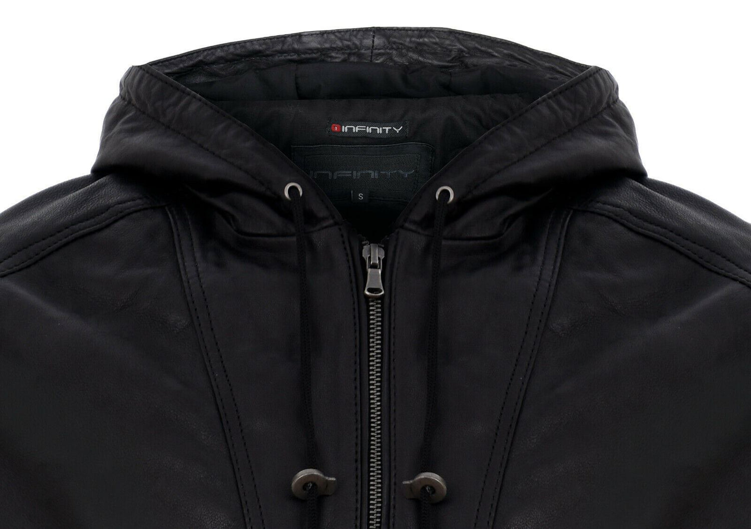 Mens Leather Hooded Bomber Jacket-Chorley