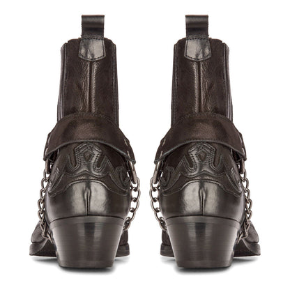 Mens Leather Cowboy Ankle Boots Black Brown Cuban Biker Winklepicker Western