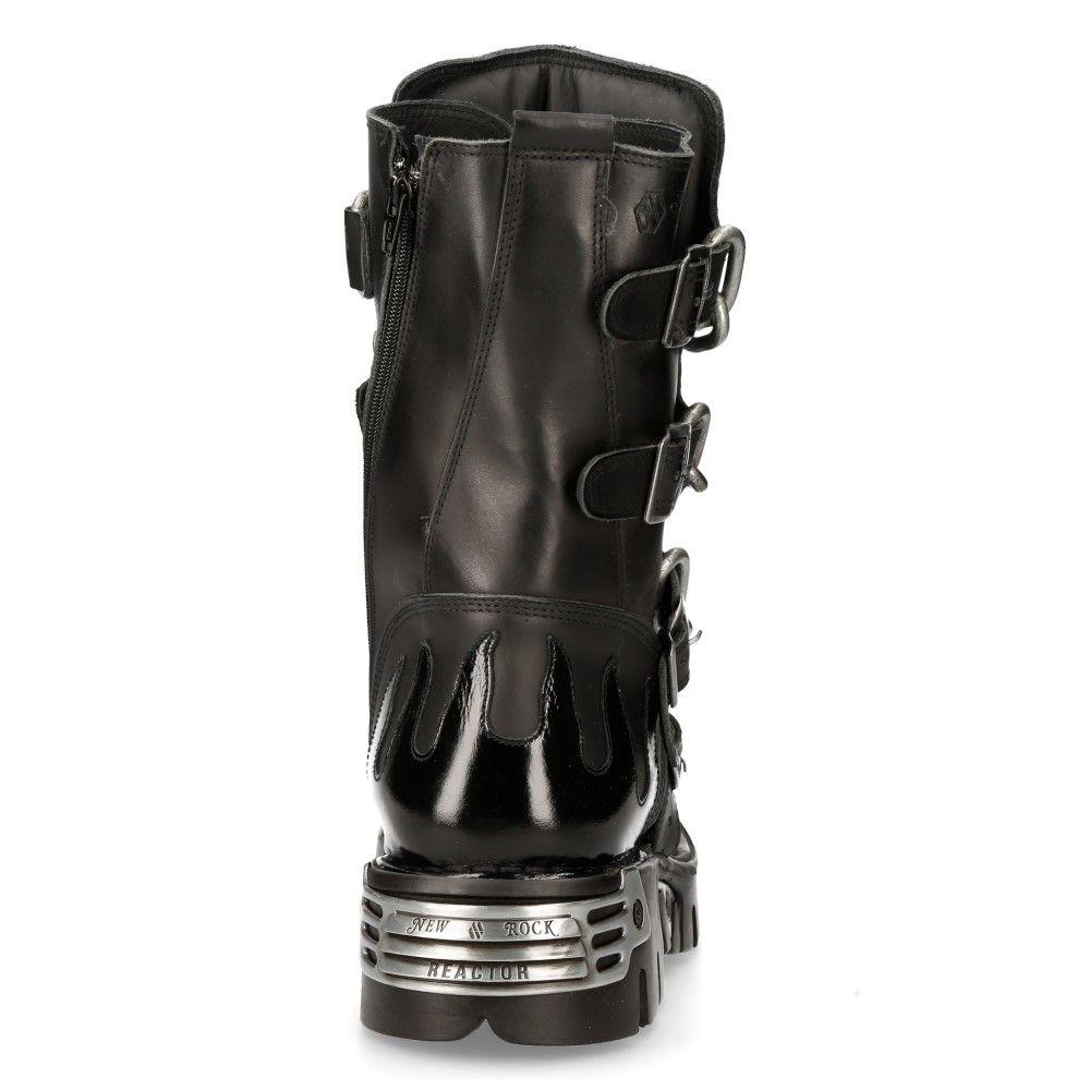 New Rock Black Spiked Mid-Calf Gothic Boots-727-S1