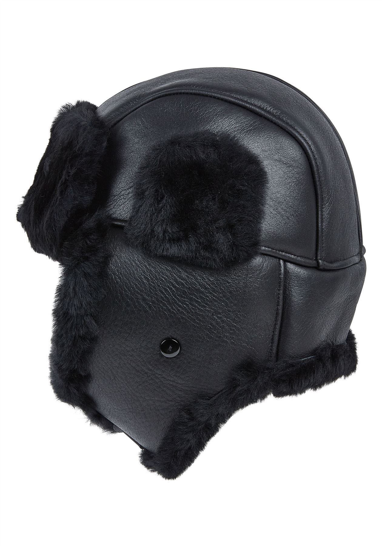 Mens RAF Aviator Sheepskin B-55 Trapper Hat Winter Warm Leather Navigator Hat