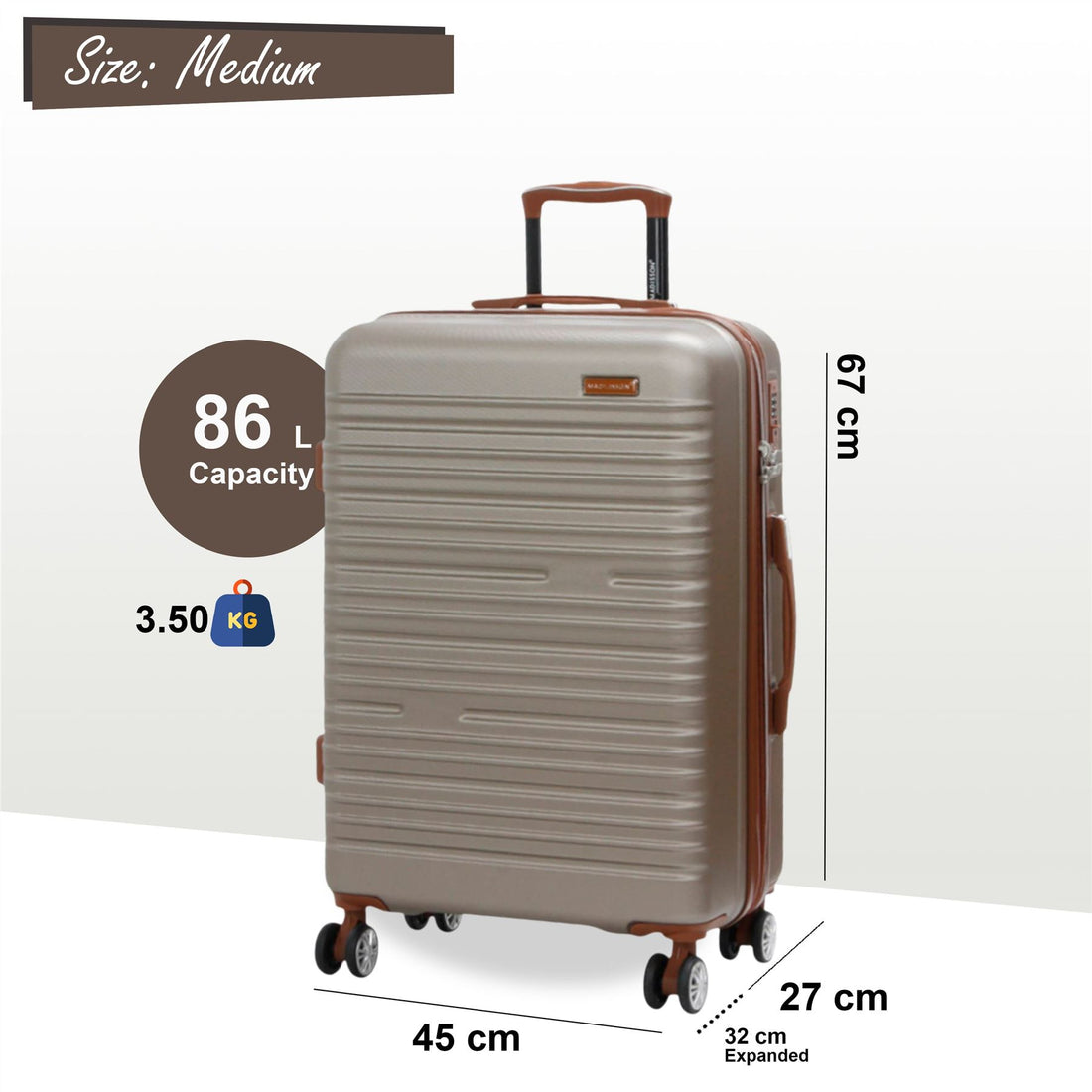 Armidale Medium Hard Shell Suitcase in Champagne