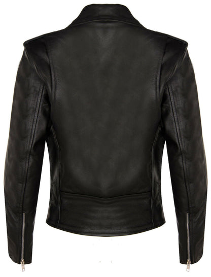 Womens Cowhide Leather Biker Jacket-Mansfield