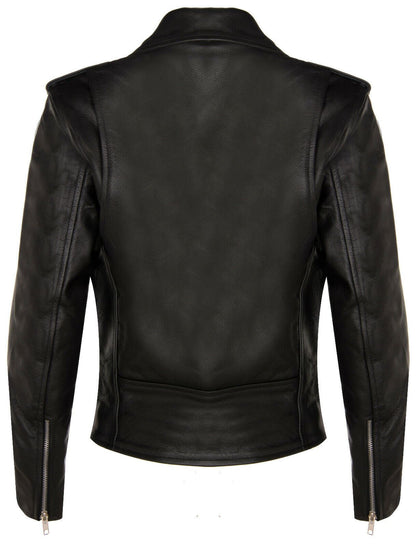 Womens Cowhide Leather Biker Jacket-Mansfield