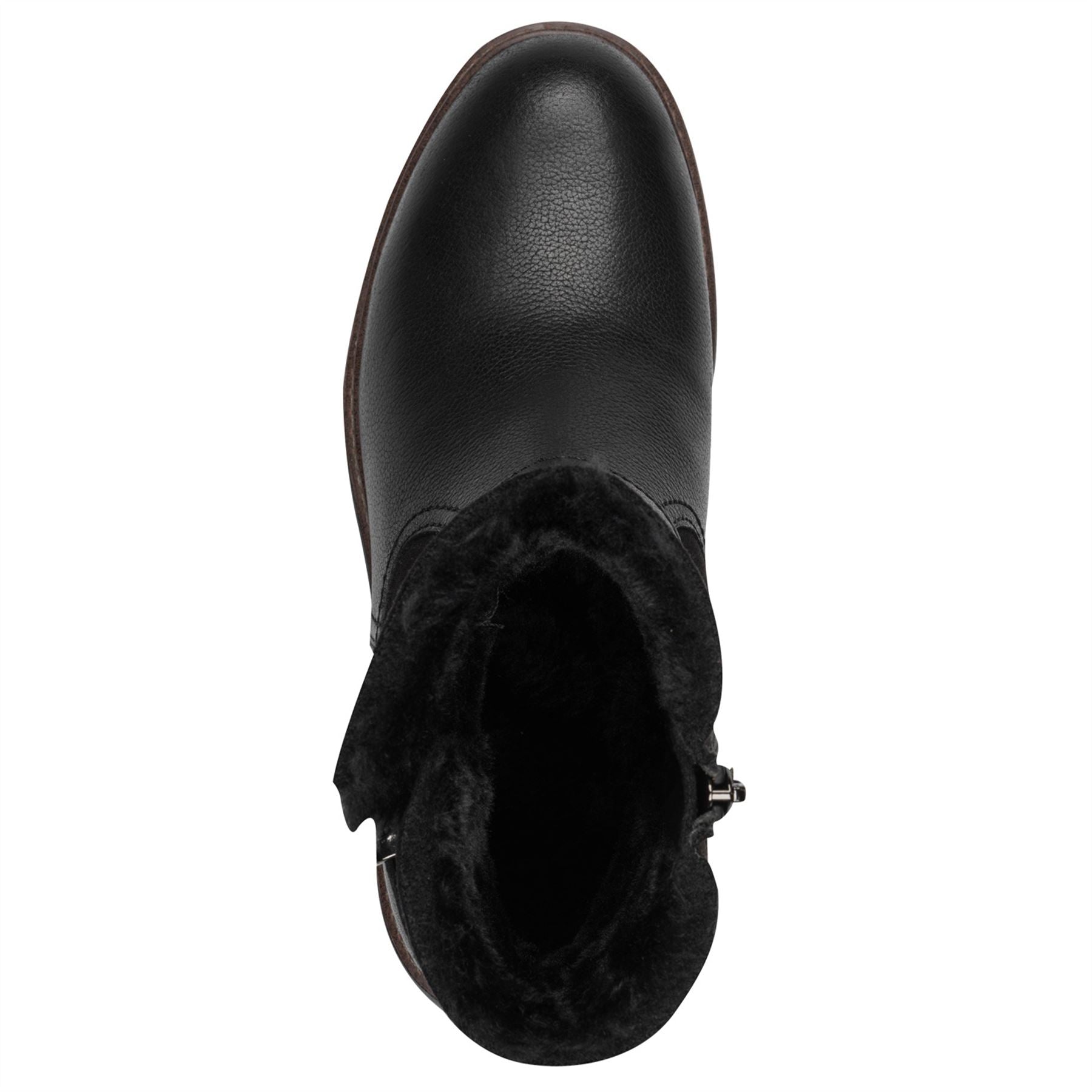 Tamaris Womens Winter Black Leather Buckle Zip Biker Ankle Boots