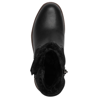 Tamaris Womens Winter Black Leather Buckle Zip Biker Ankle Boots