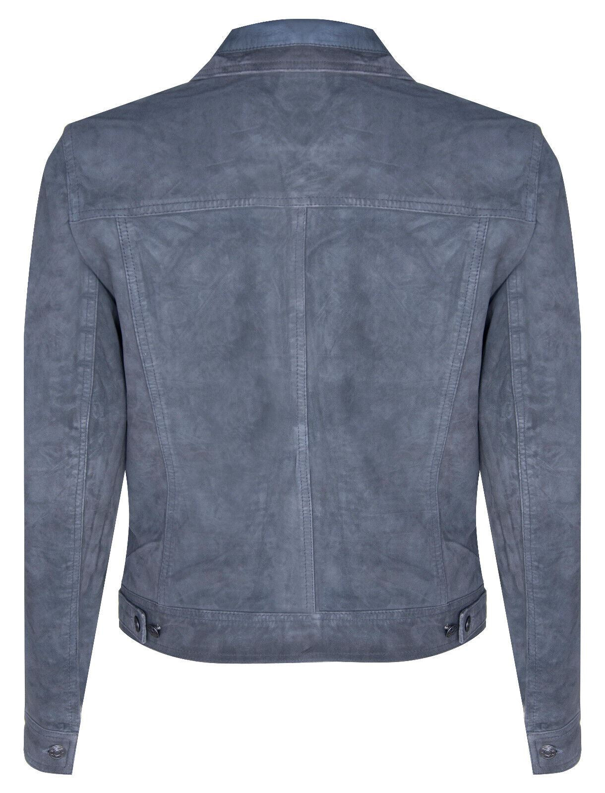 Mens Suede Leather Denim Jeans Jacket-Dover