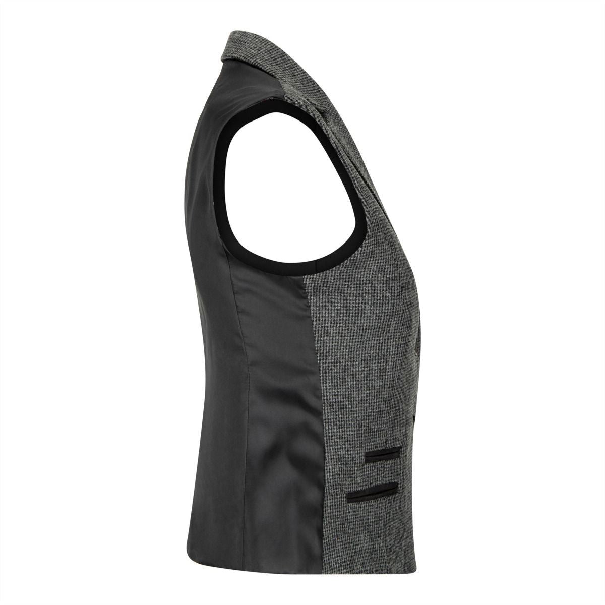 Womens Tweed 1920s Herringbone Grey Waistcoat