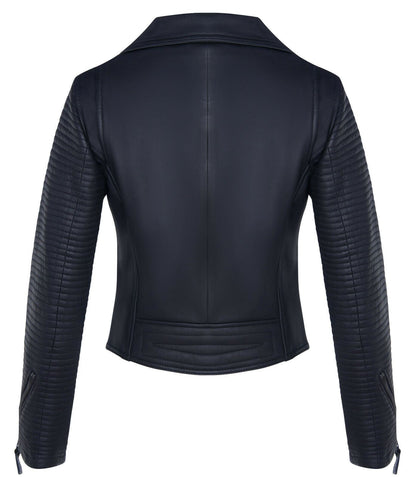 Womens Matt Brando Leather Biker Jacket-Longridge