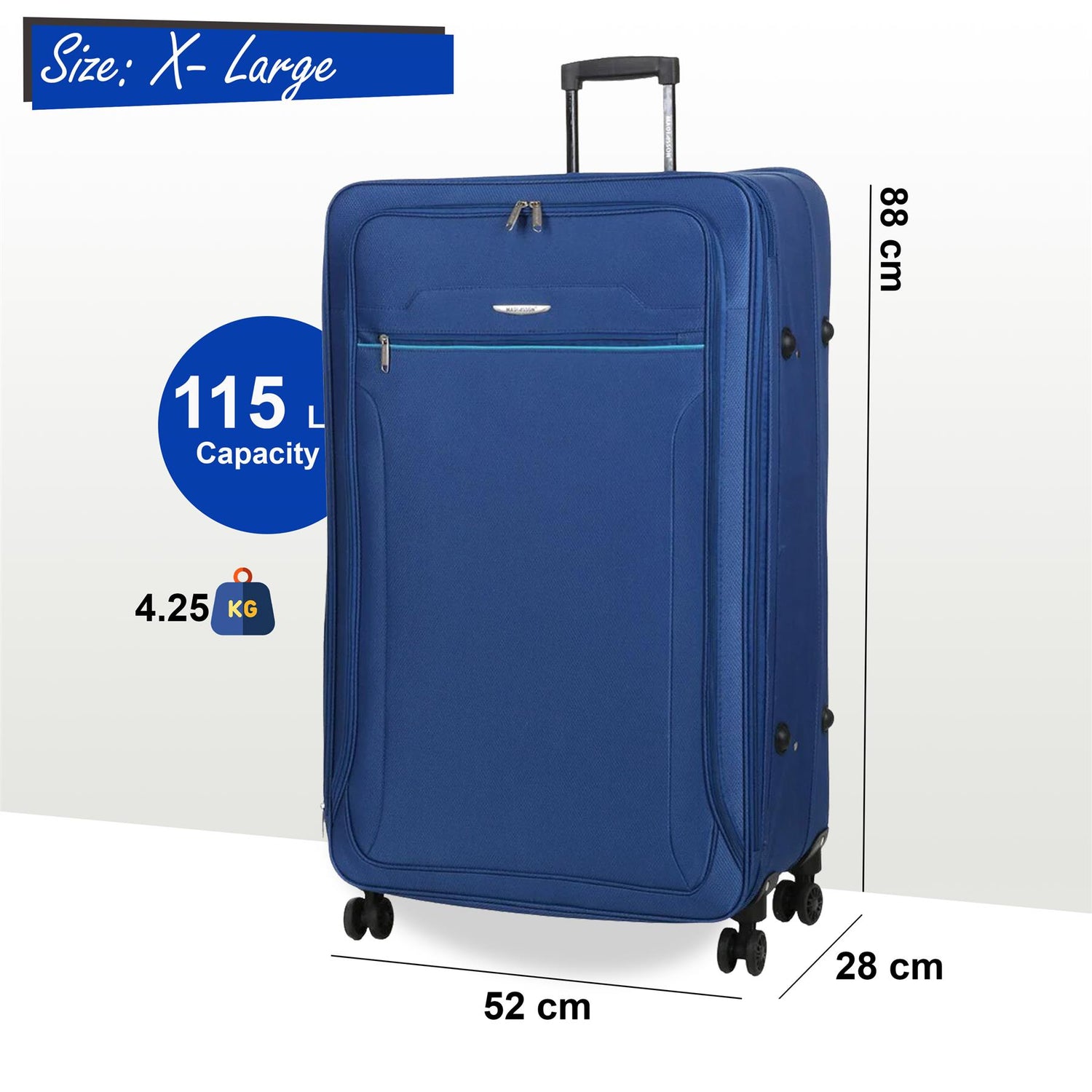 Calera Extra Large Soft Shell Suitcase in Blue
