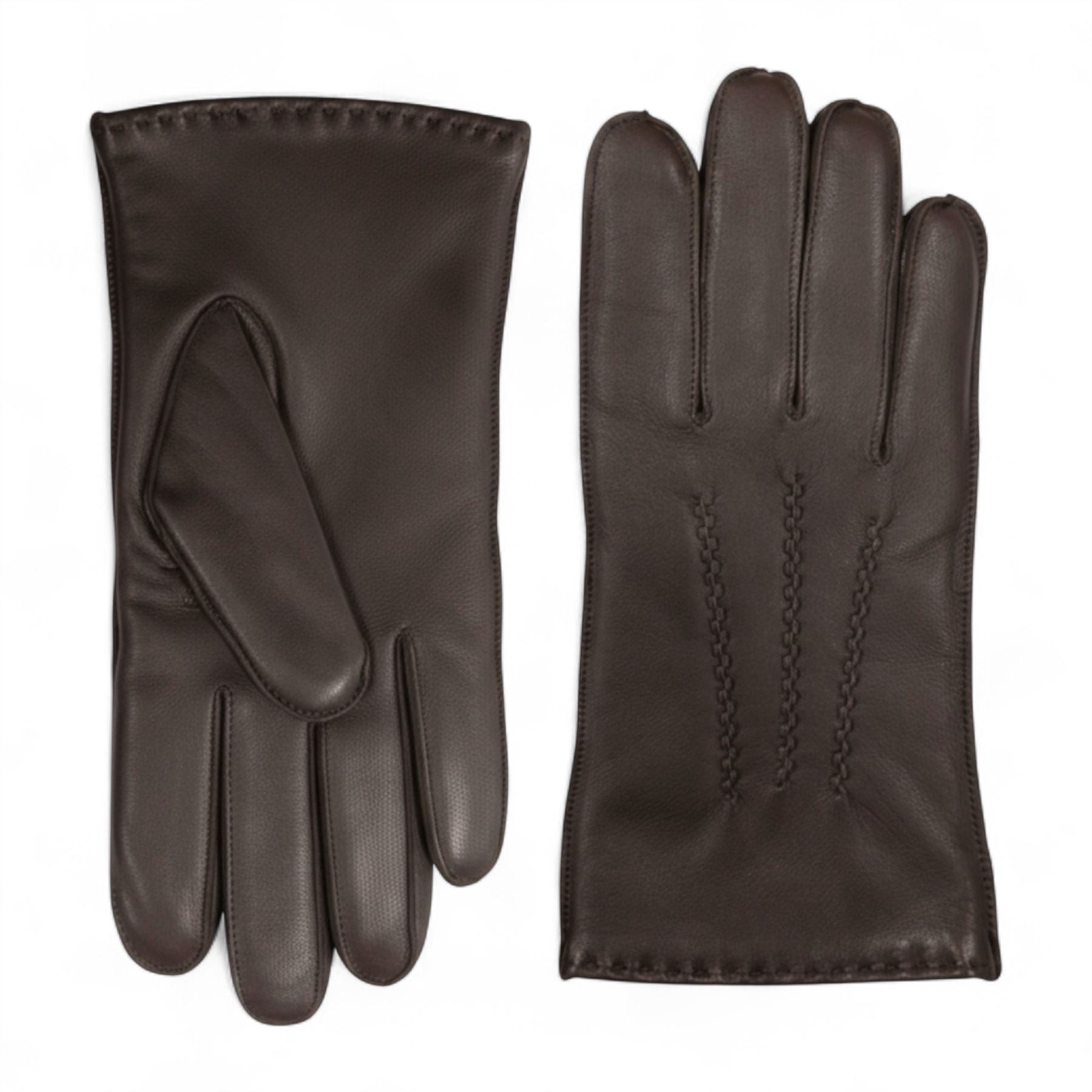 Men’s Italian Leather Warm Wool Lining Winter Stich Design Gloves - M-LGV-205