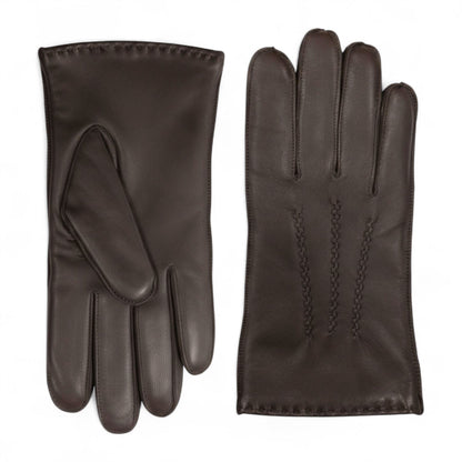 Men’s Italian Leather Warm Wool Lining Winter Stich Design Gloves - M-LGV-205