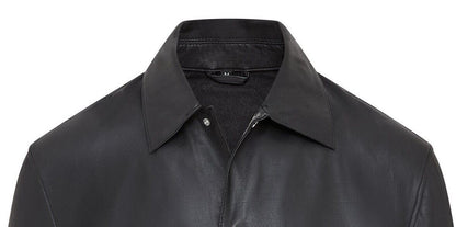 Mens Black Leather Trucker Western Unlined Shirt Jacket - Thornbury