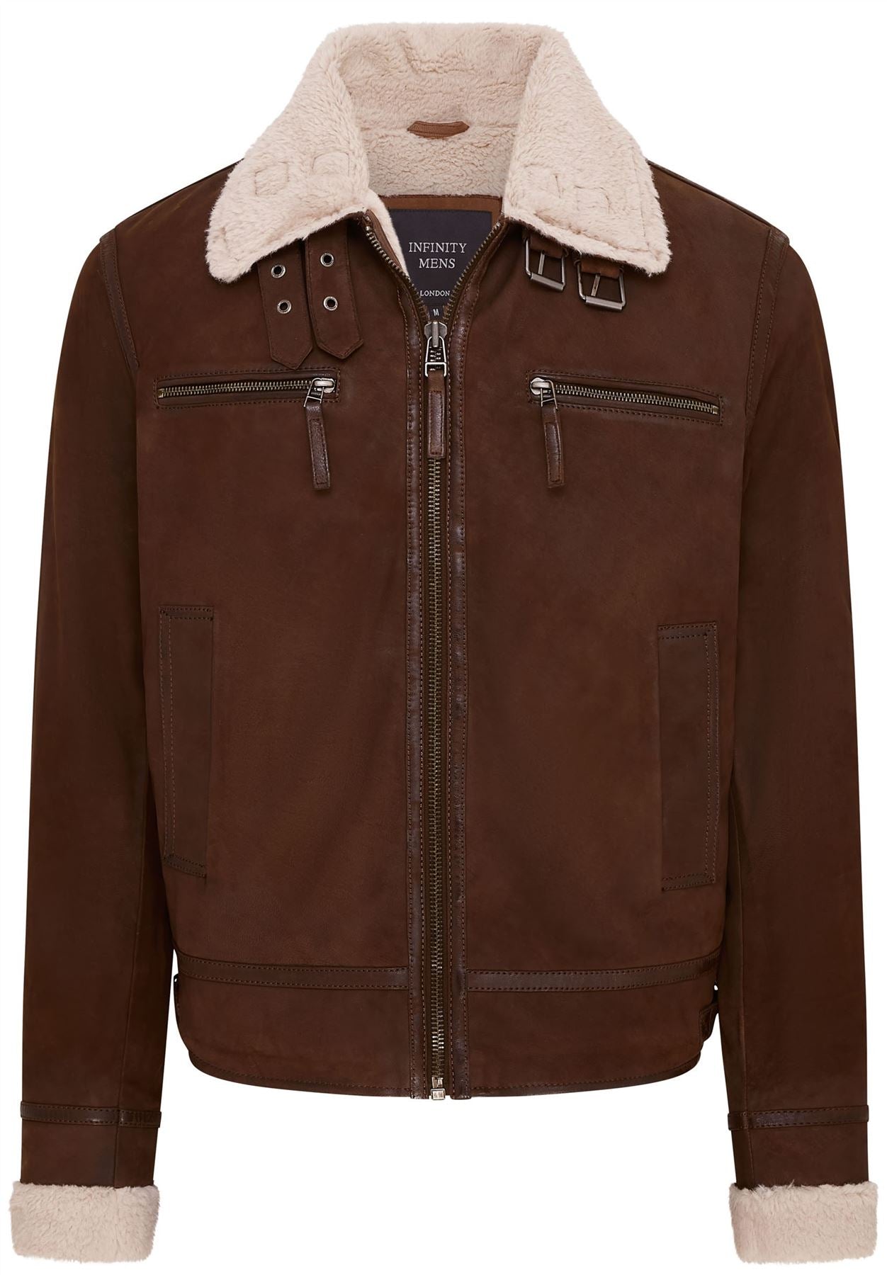 Mens Real Sheep Suede Bomber Aviator Jacket - Sandnes