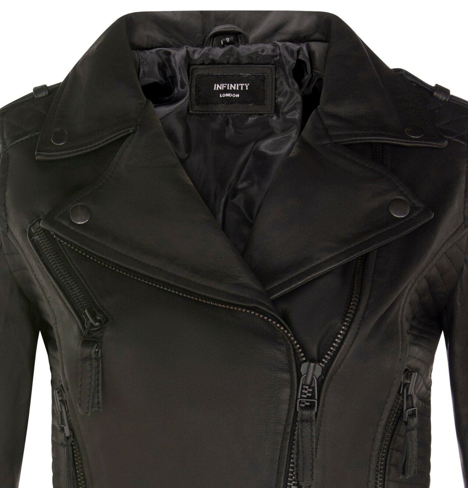 Womens Quilted Brando Leather Biker Jacket-Loftus