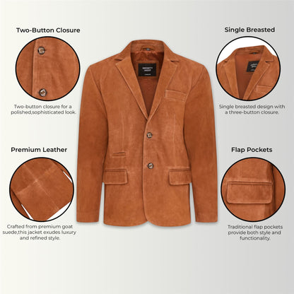 Mens Slim Goat Suede Italian Blazer Jacket-Somero