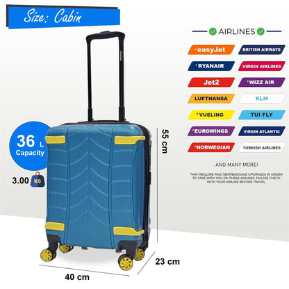 Hard Shell Cabin Suitcase 4 Wheel Luggage Travel Bag