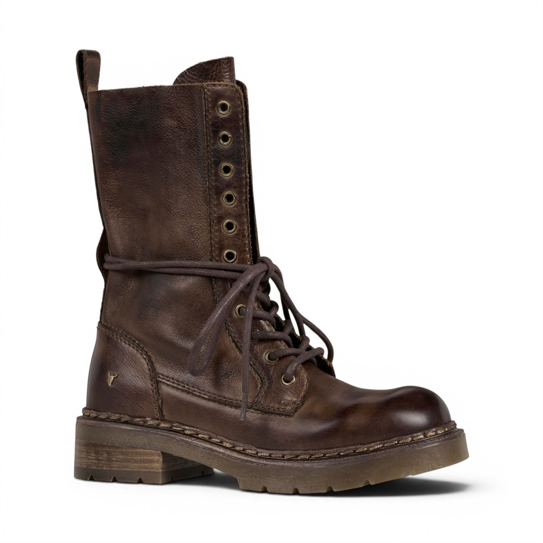Windsorsmith Women’s Brown Leather Lace-Up Combat Boots - Intermission