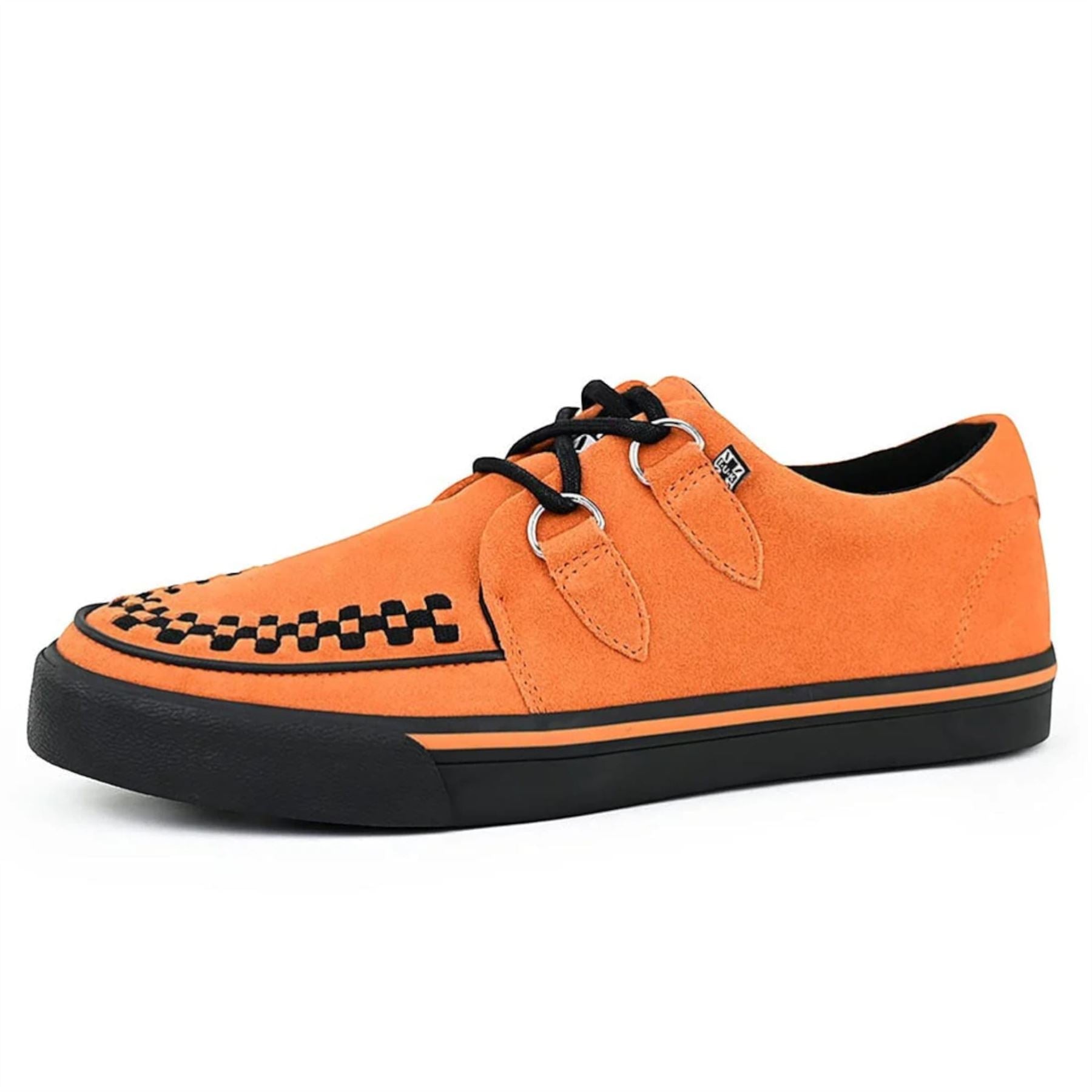 TUK Pointed Creeper Sneaker Orange Cow Suede Platform Shoes - A9182