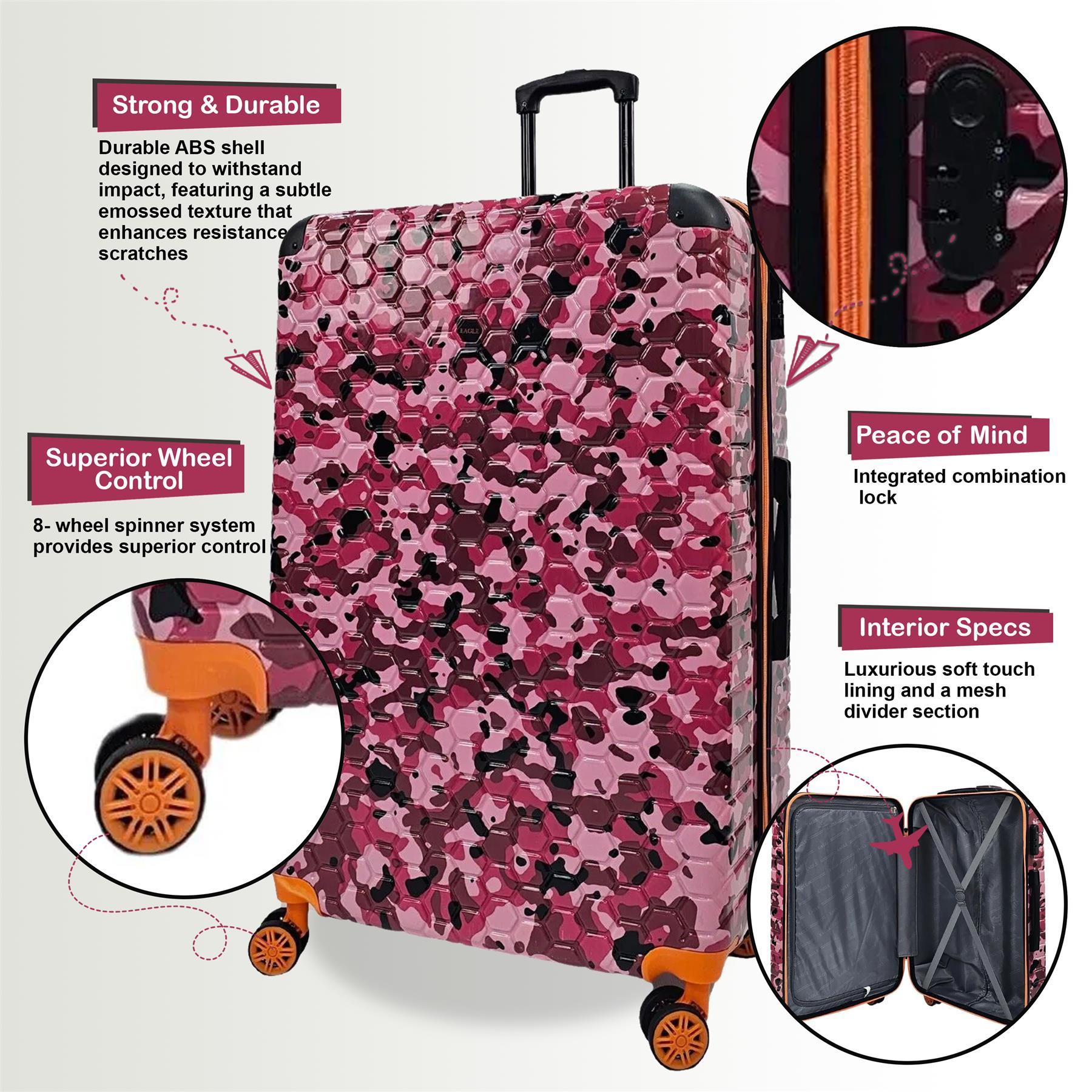 Brantley Large Hard Shell Suitcase in Pink