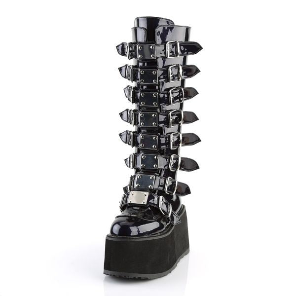 Demonia Damned 318 Black Holographic Knee High Platform Boots
