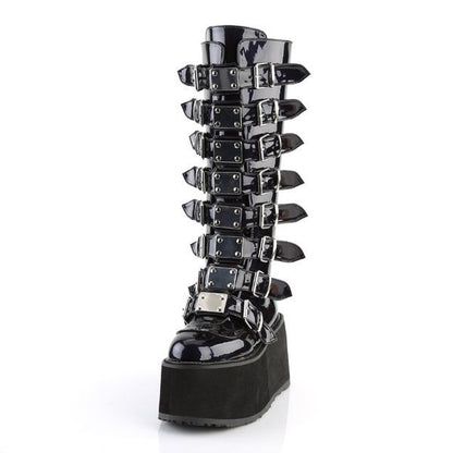 Demonia Damned 318 Black Holographic Knee High Platform Boots