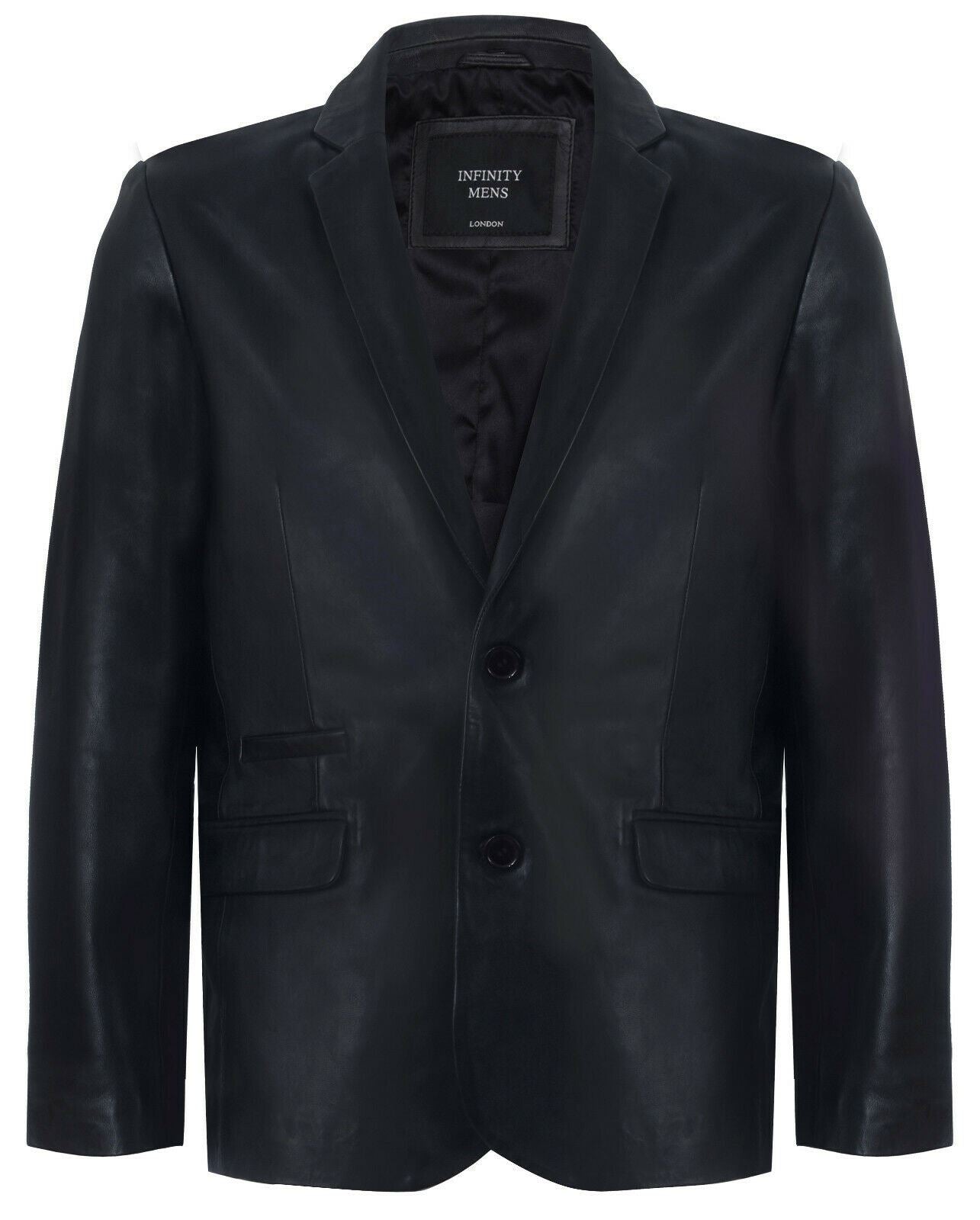 Mens Leather Classic 2 Button Blazer Jacket-Dronfield