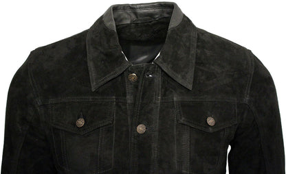 Mens Suede Leather Trucker Jacket-Dartmouth