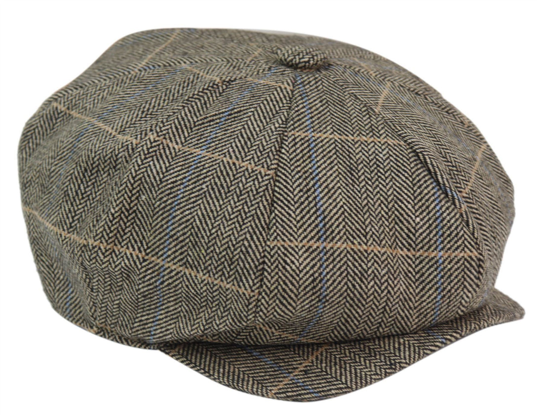 Mens Peaky Blinders Herringbone Newsboy Gatsby Flat Baker Hat - Upperclass Fashions 