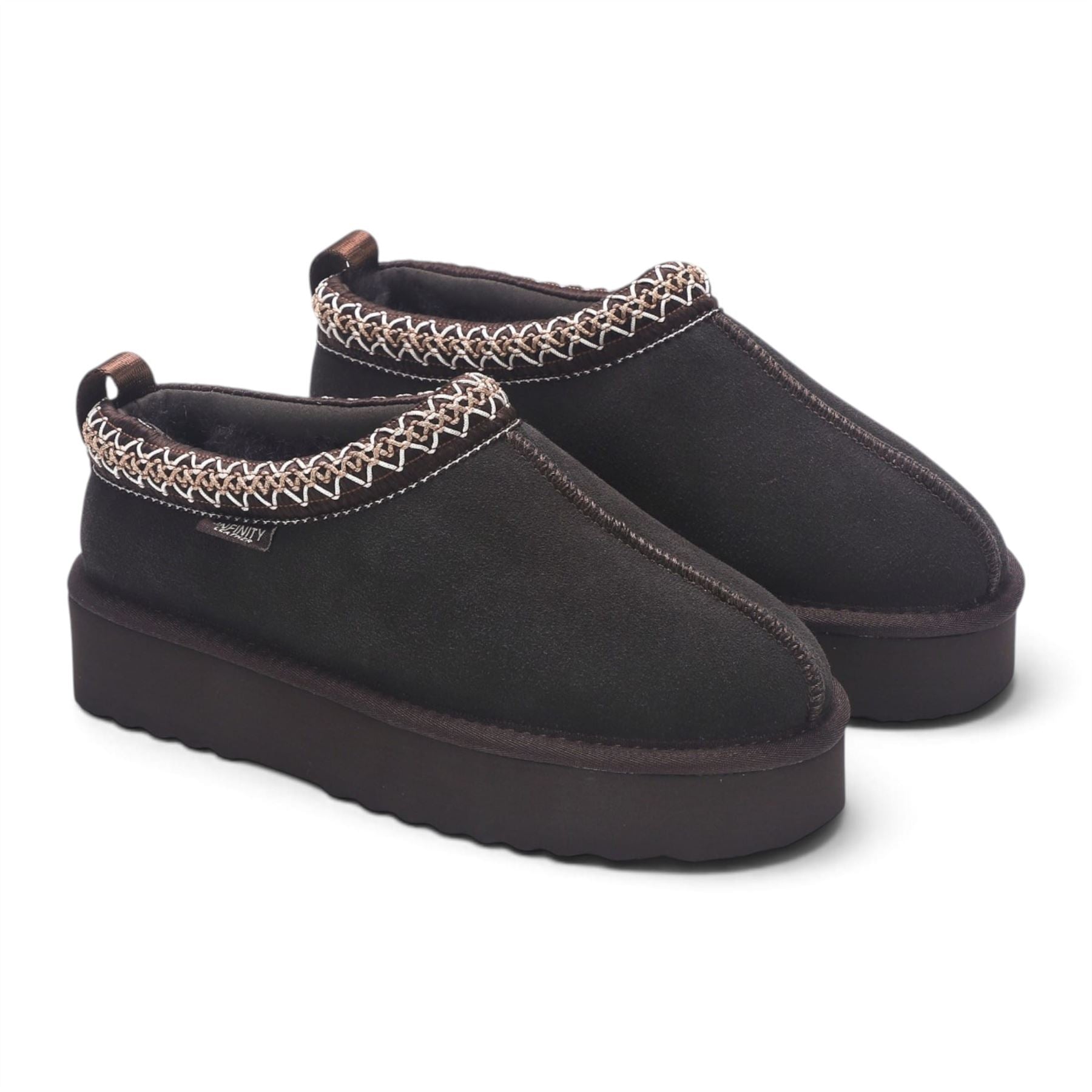 Women’s Brown Genuine Sheepskin Real Fur Winter Platform Slippers - Polar