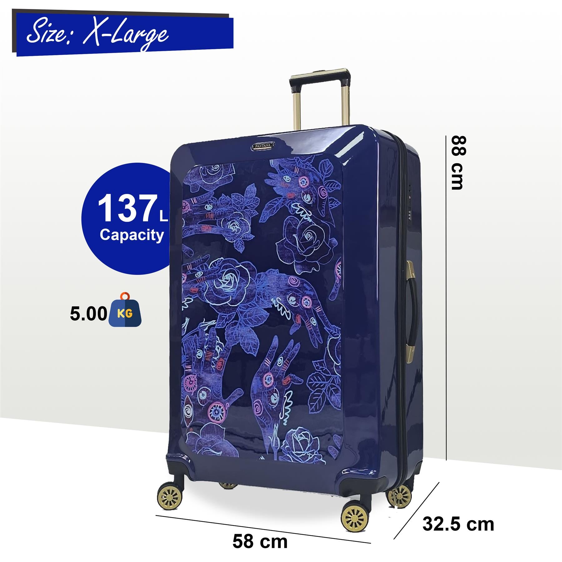 Butler Extra Large Hard Shell Suitcase in Blue