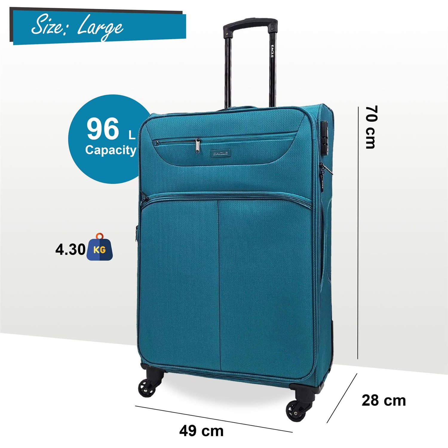 Baileyton Large Soft Shell Suitcase in Teal
