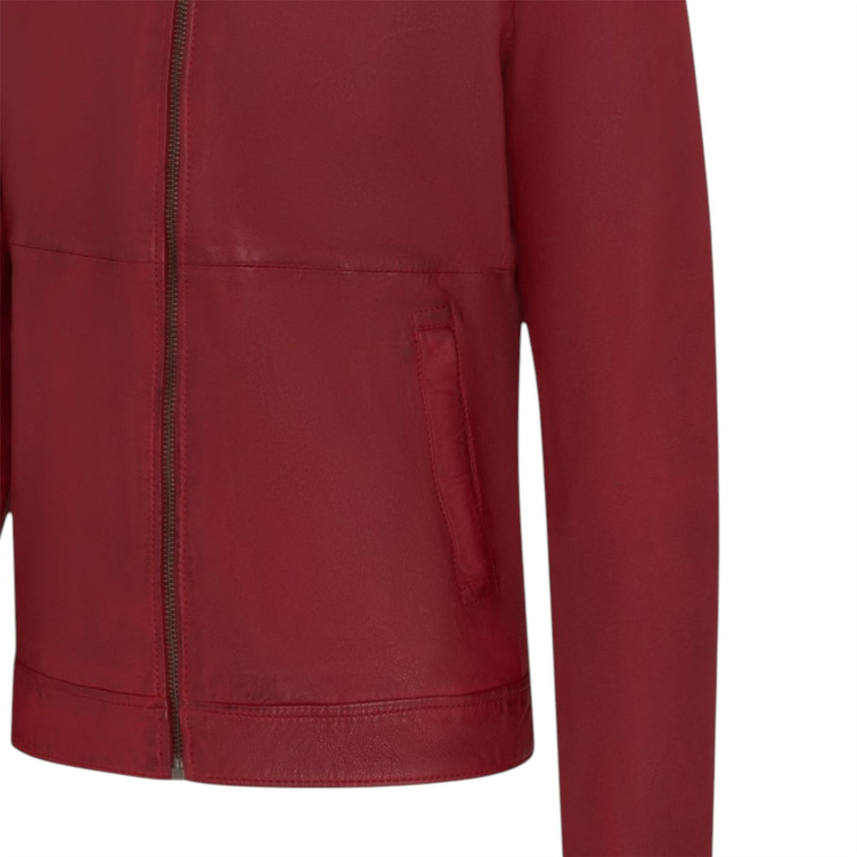 Mens Leather Harrington Collar Biker Jacket - Alpha