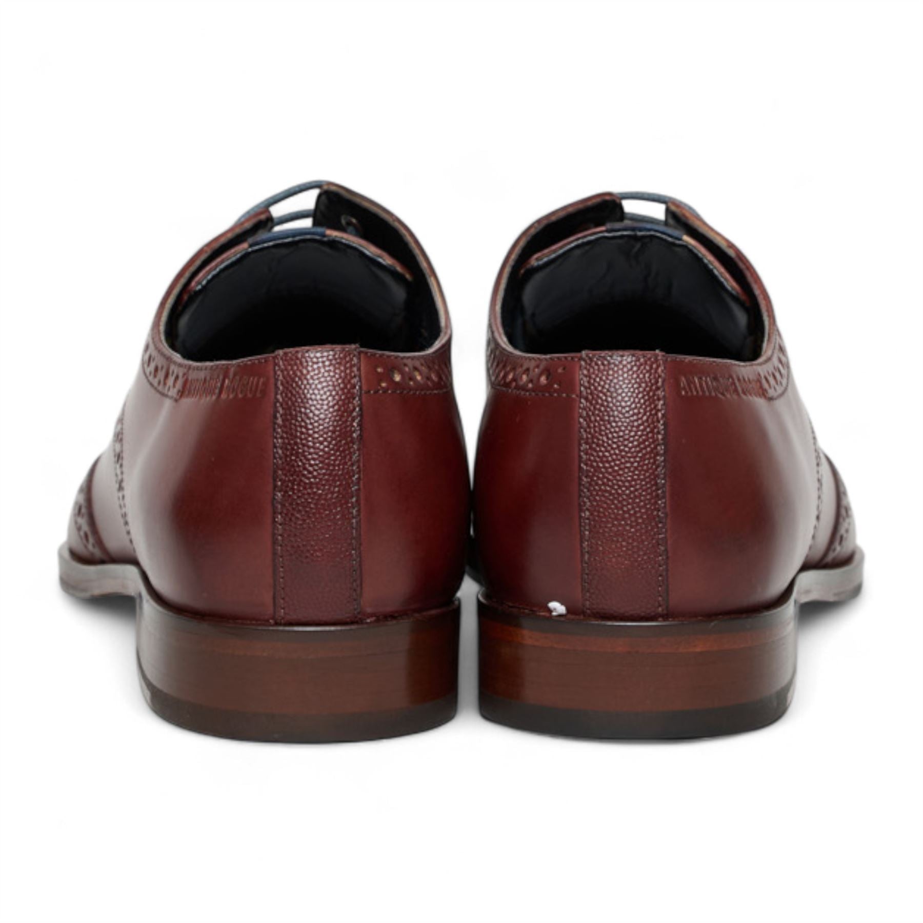 Antique Rogue Men’s Burgundy Leather Oxford Derby Brogue - Luca