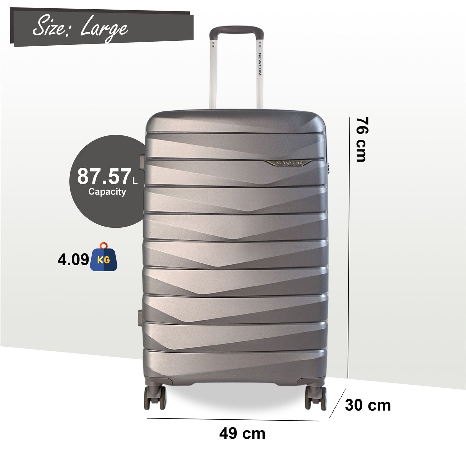 Forster Large Hard Shell TSA Suitcase in Smoke Grey