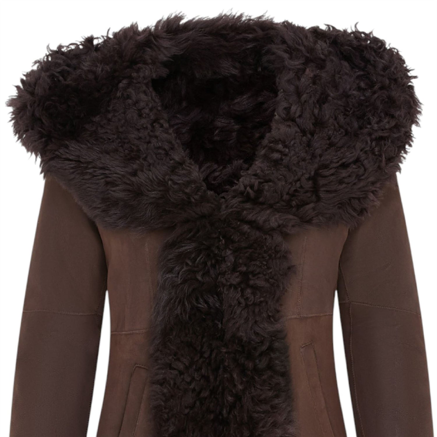 Womens Toscana Sheepskin Leather Hooded Trench Coat - Coast