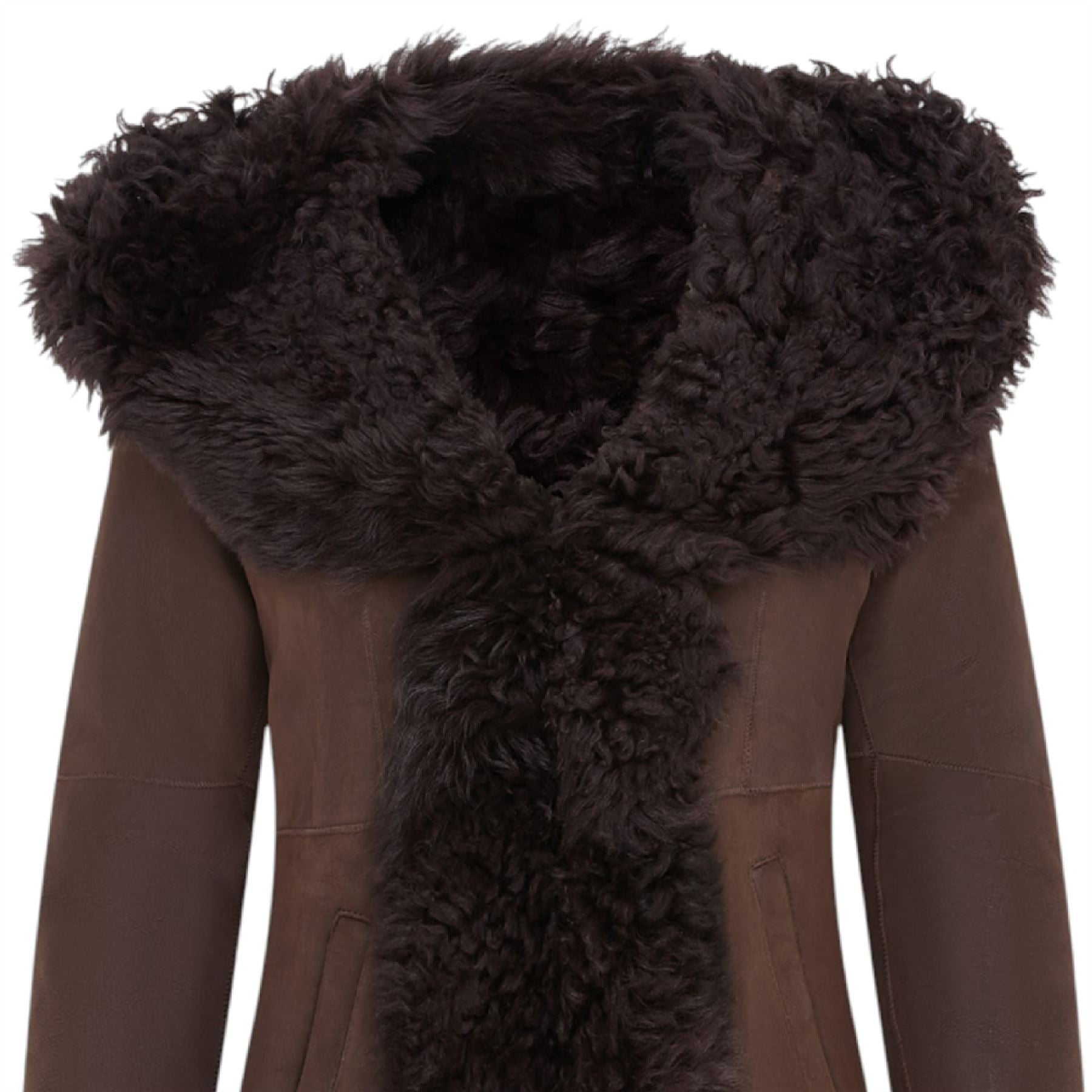 Womens Toscana Sheepskin Leather Hooded Trench Coat - Coast