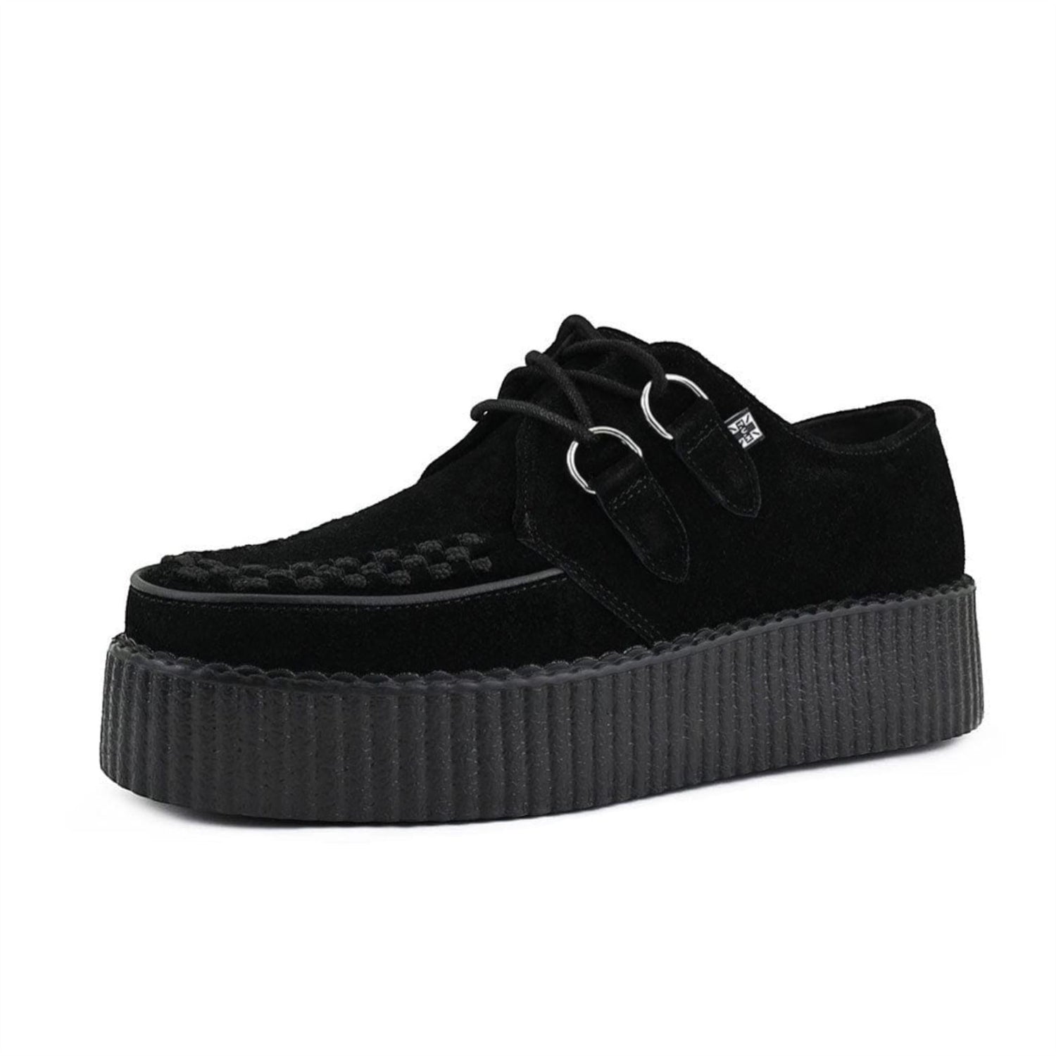 TUK Viva High Creeper Black Suede Platform Lace-Up Goth Shoes - AV7757