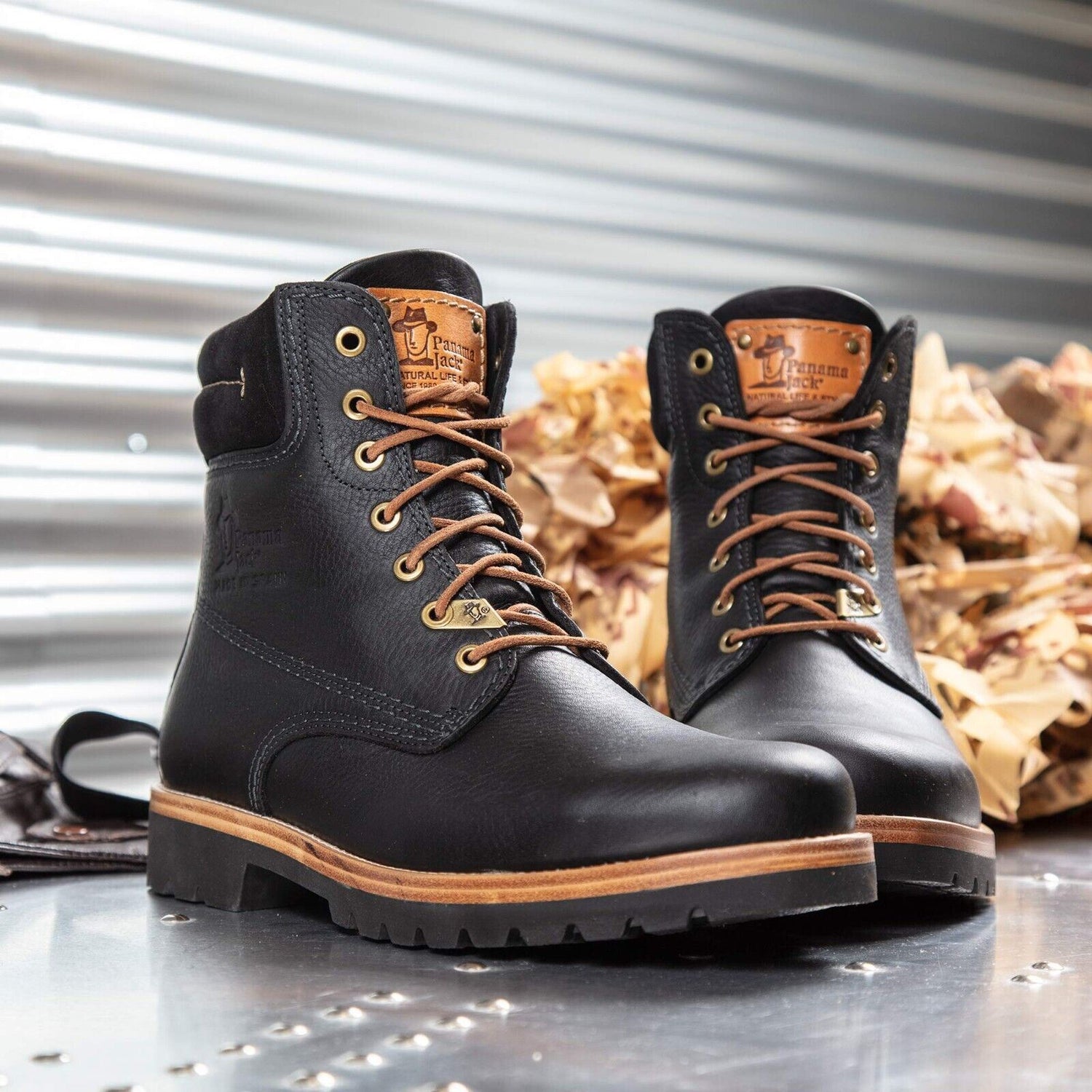 Panama Jack 03 C27 Mens Boots Black Waterproof Leather Laces Hiking Ankle Chukka