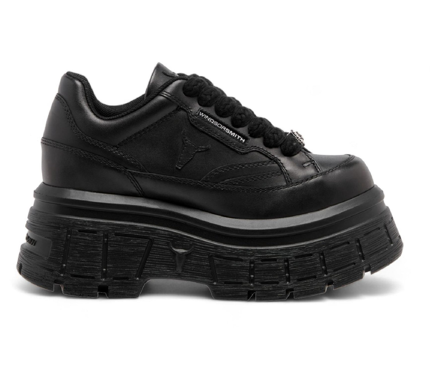 Windsorsmith Black Chunky Leather Sneakers - Swerve