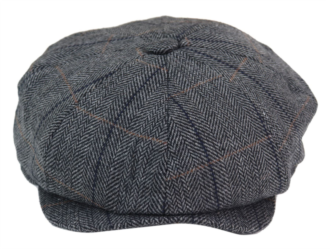 Mens Peaky Blinders Herringbone Newsboy Gatsby Flat Baker Hat